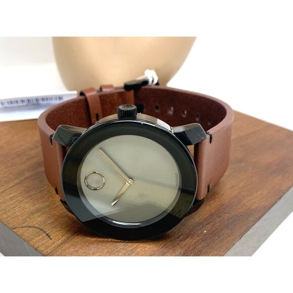 Movado Men's Watch 3600442 Bold Swiss Quartz Gray Dial 42mm Brown Leather Strap - Picture 8 of 14